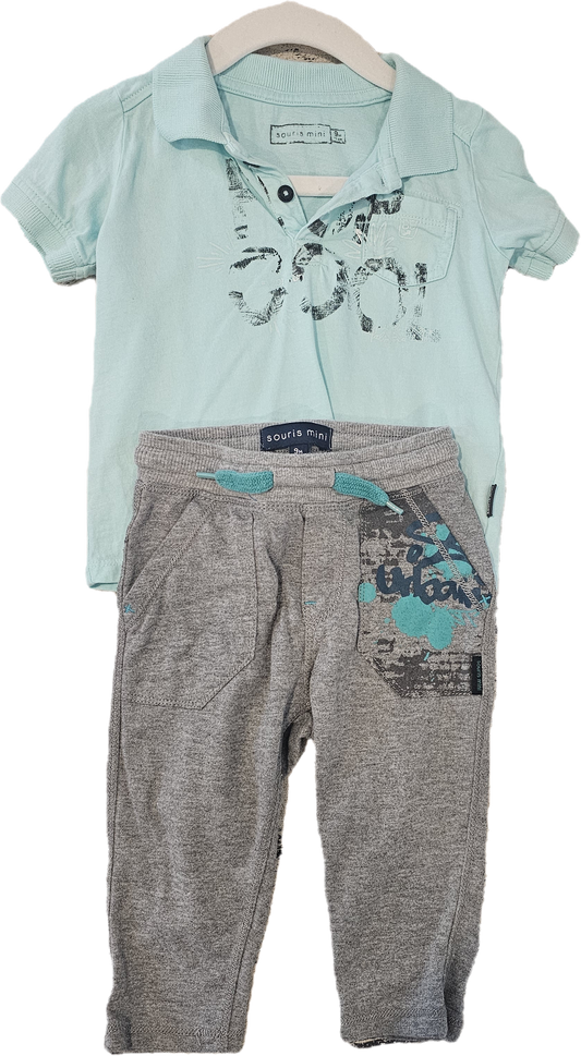 Souris Mini Two Piece Outfit Pants and Polo 9m