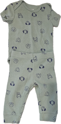 Pekkle Green with Dogs Two Piece Onesie and Pants 6m