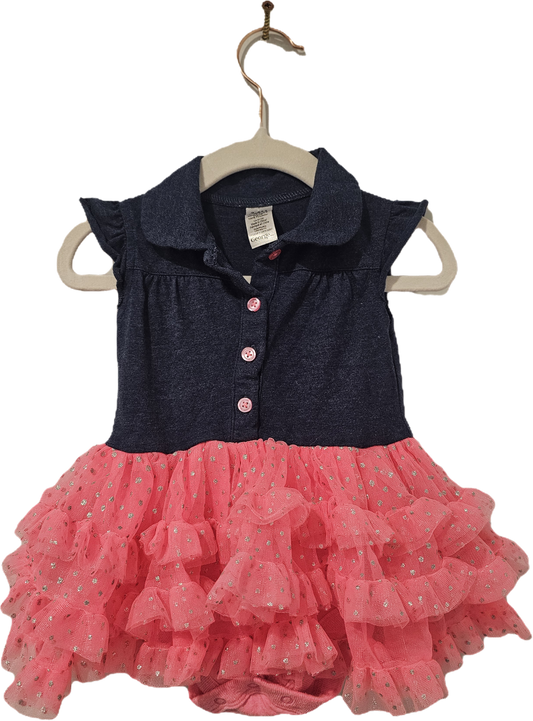 George Navy and Pink Dress with Ruffles Size 3-6m