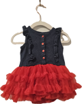 George Navy and Red Ruffle Dress 3-6m