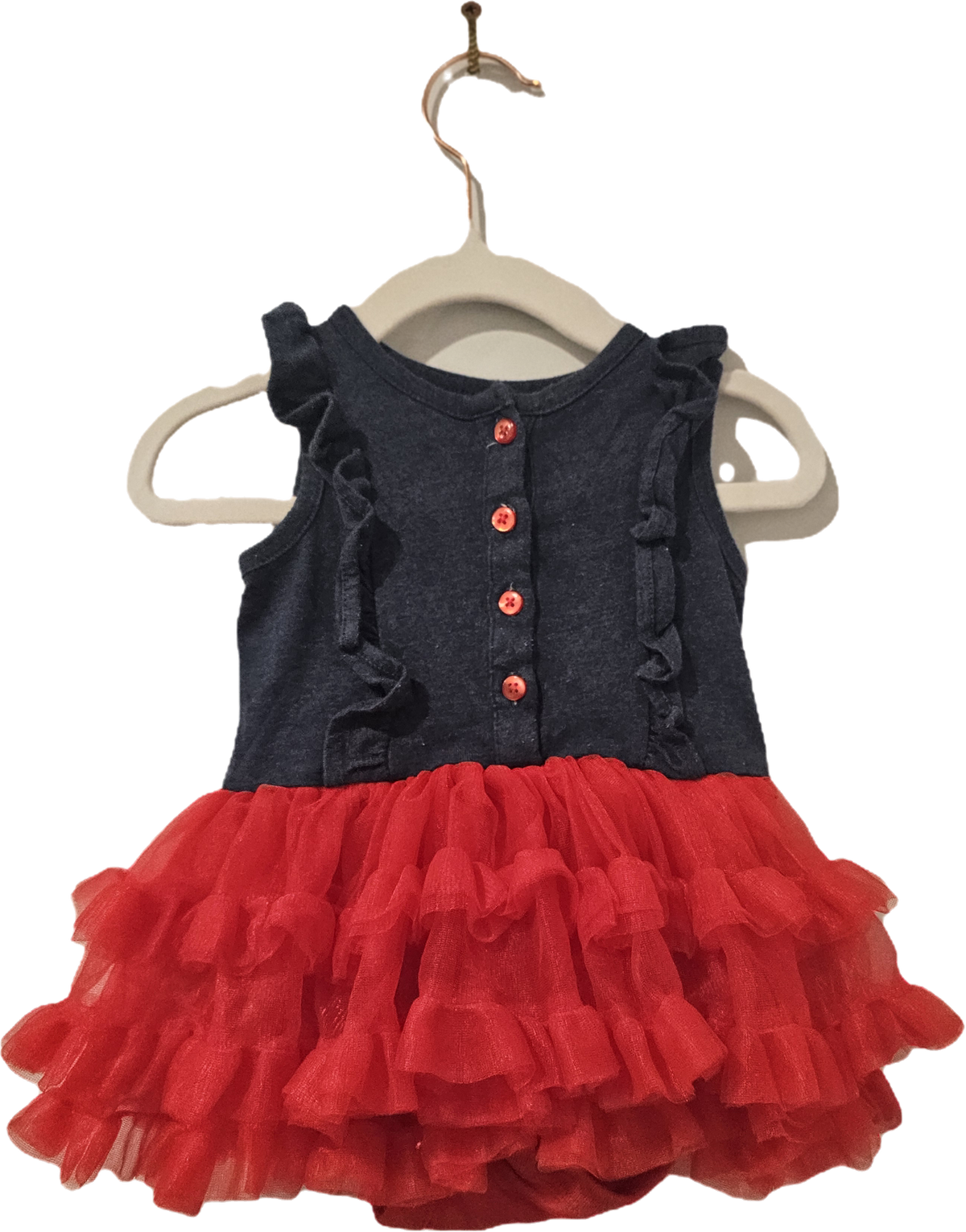 George Navy and Red Ruffle Dress 3-6m