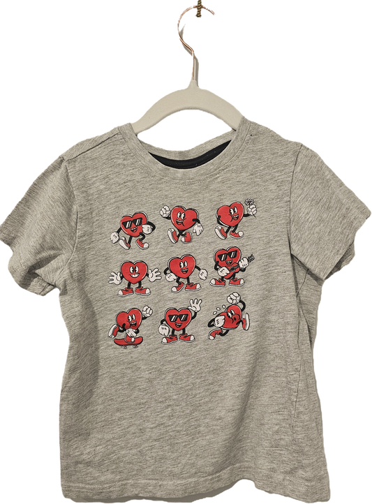 Grey with Hearts T Shirt 5-6yr