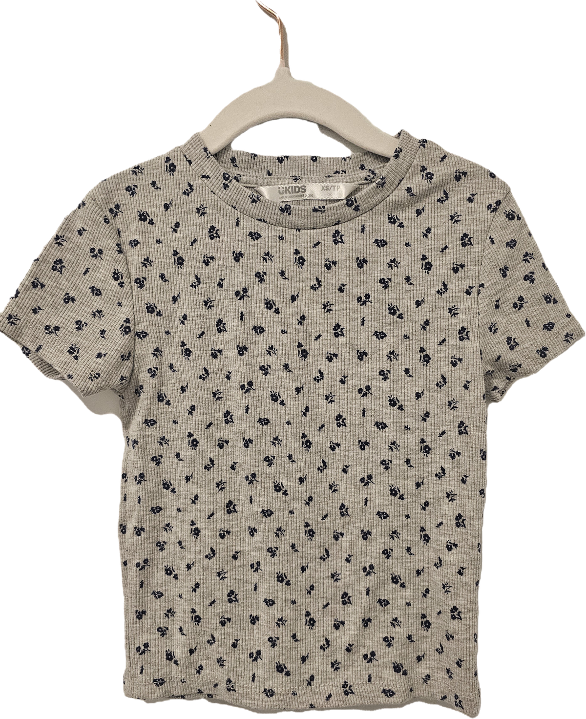 Ukids T shirt Grey Flowers Size 6