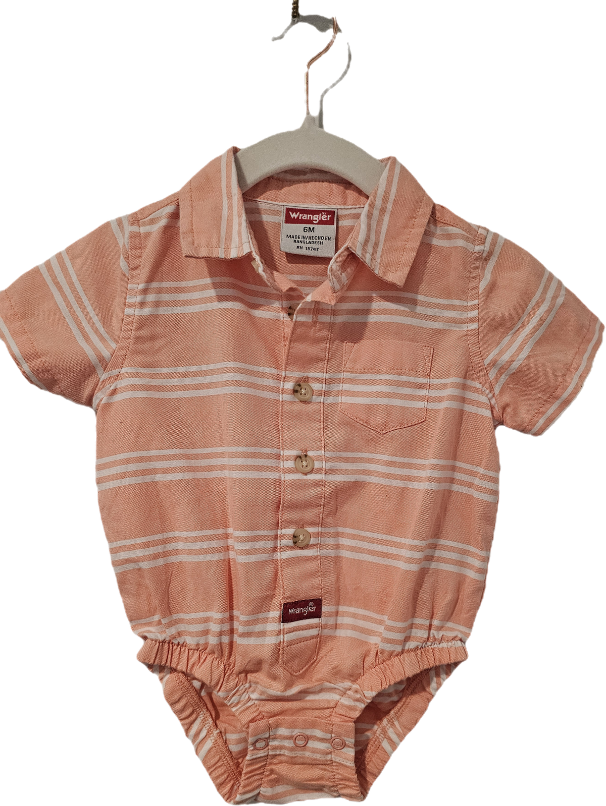 Wrangler Onesie Peach Striped 6m