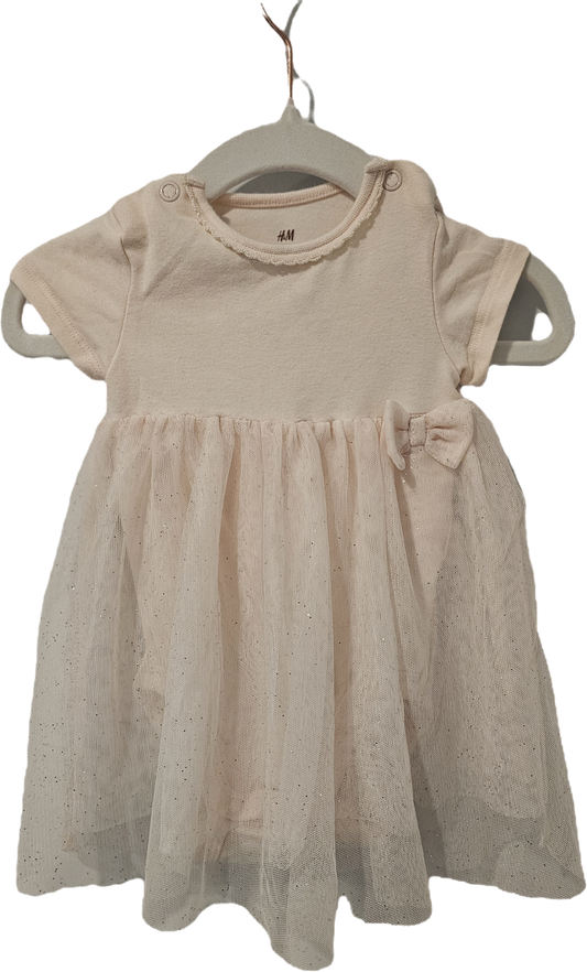 H&M Pink Sparkly Dress with Onesie 3m