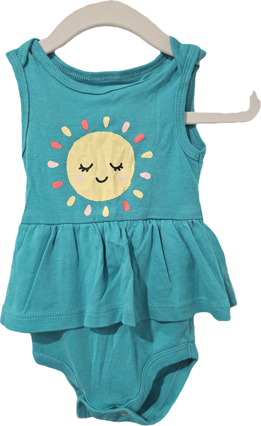 Joe Fresh Teal Blue Onesie Sunshine 3-6m