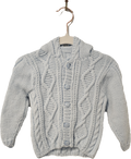 Hand Knit Light Blue Sweater with Hood 12m