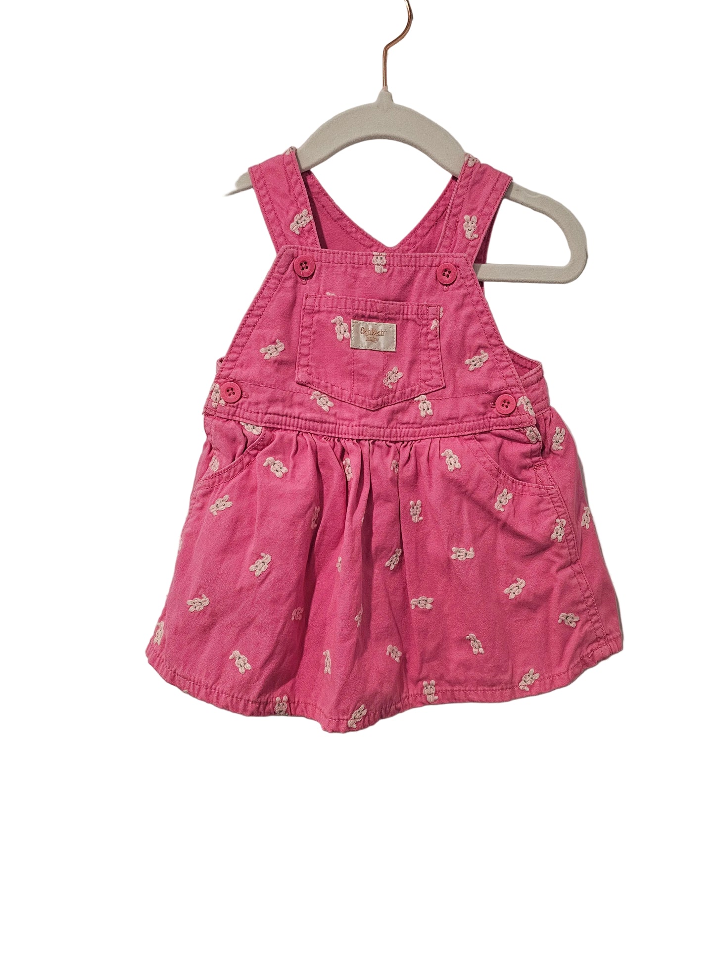 Osh Kosh B'Gosh Pink with Bunnies Overall Dress 6-9m