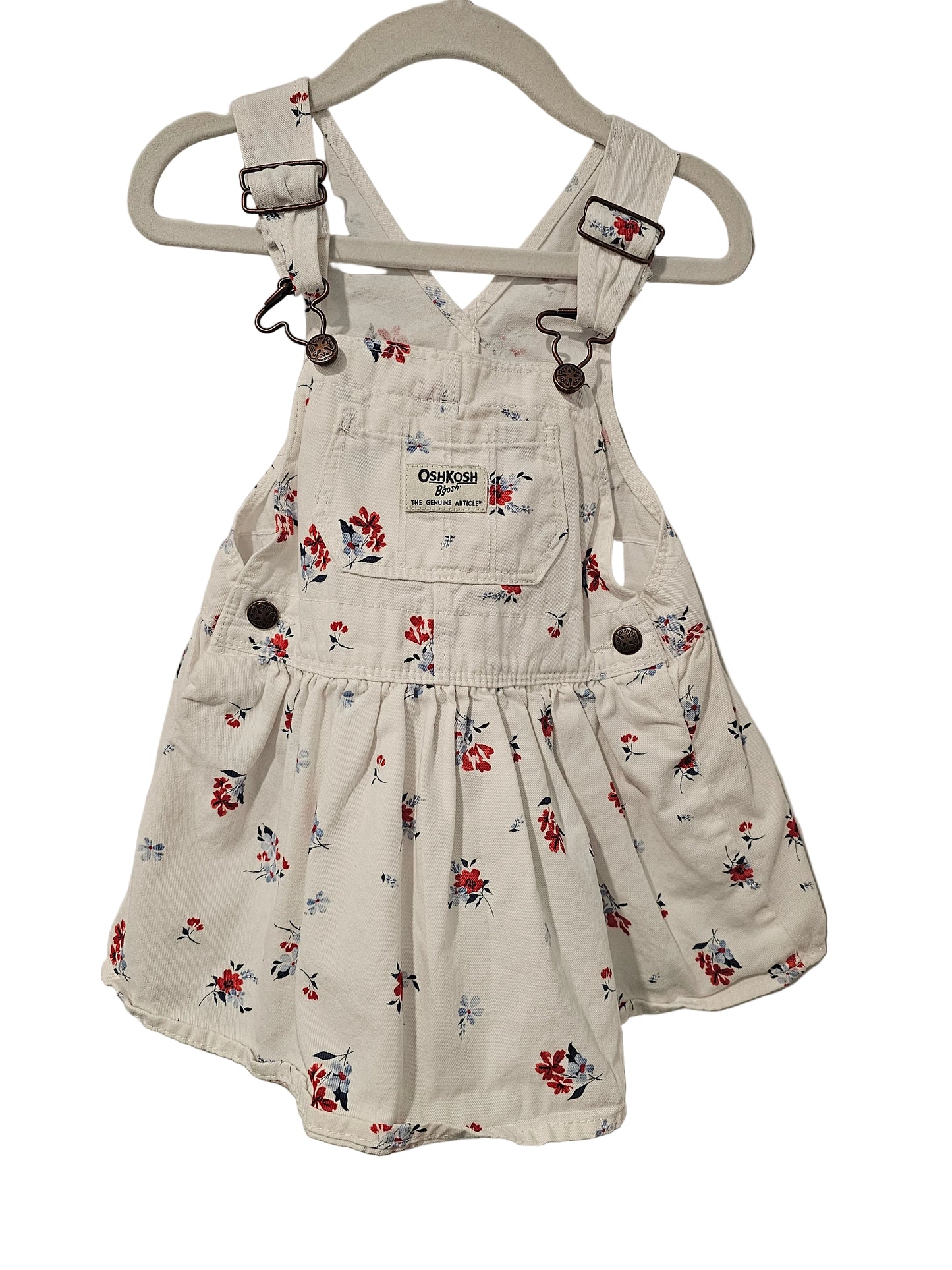 Osk Kosh B'Gosh White Floral Overall Dress 18m