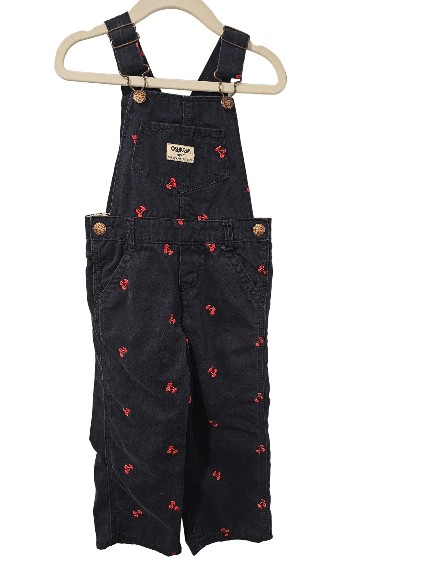 Osh Kosh B'Gosh Navy with Cherries Overalls 2T