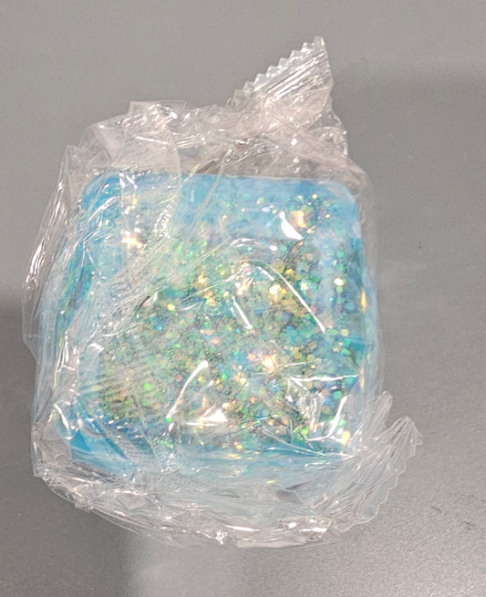 Squishy Cube Blue Glitter