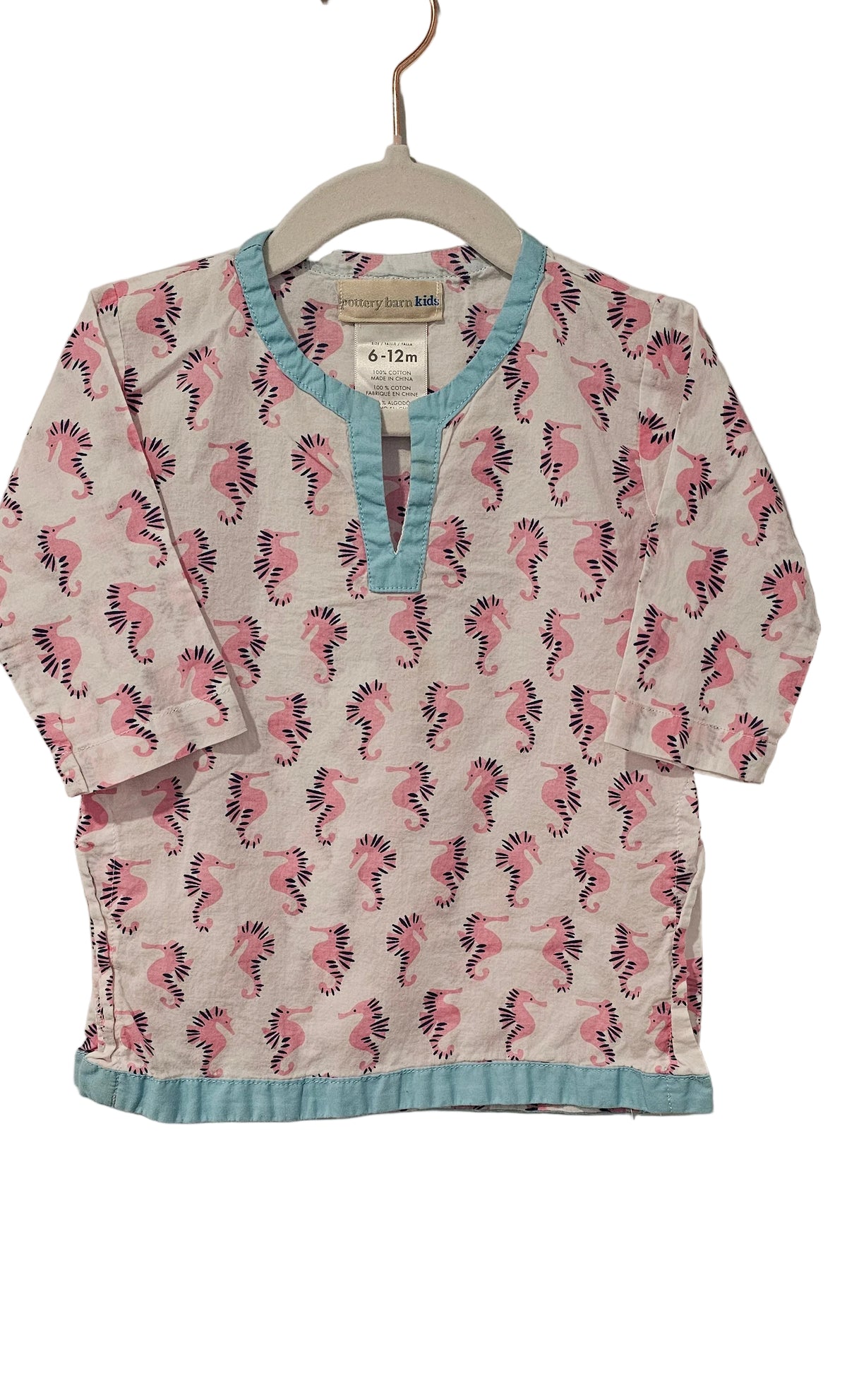 Pottery Barn Seahorse 3/4 Sleeved Shirt 6-12m