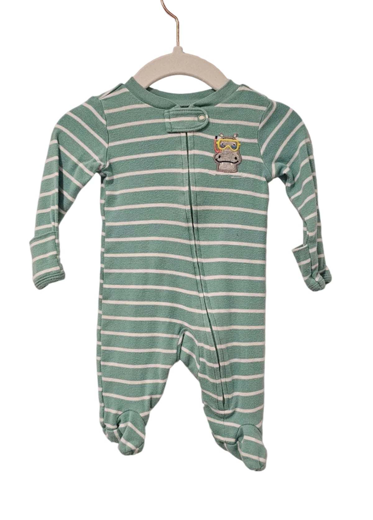 Carter's Hippo Striped Sleeper NB