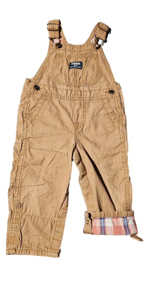 Osh Kosh B'Gosh Tan and Plaid Overalls 18m