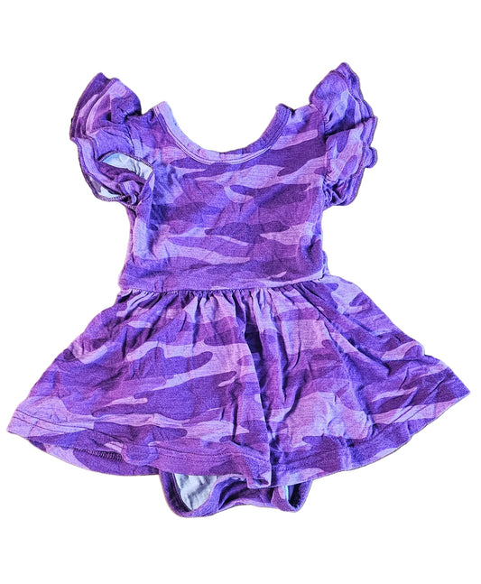 Play by Little Sleepies - Pink Camo Twirl Skirt Bodysuit 3-6m