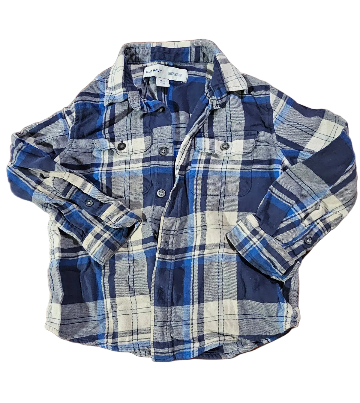 Old Navy Blue Plaid Flannel Shirt 5T