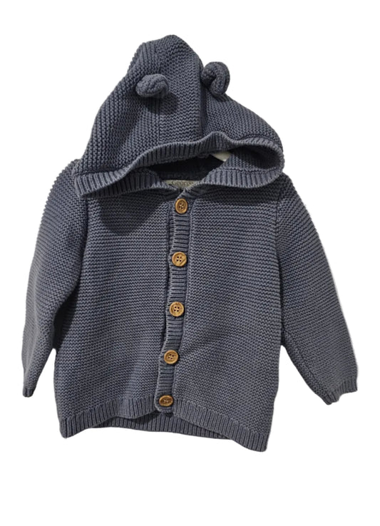 George Blue Knit Sweater with Hood 12-18m