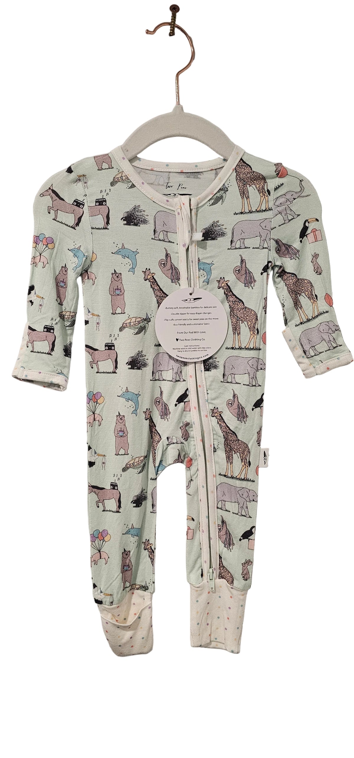 Two Peas Bamboo Onesie / Sleeper Animals Print