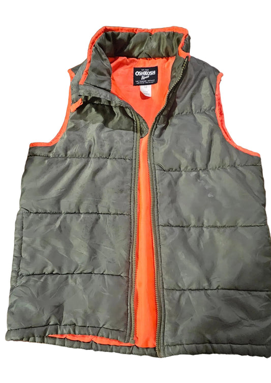 OshKosh Olive & Orange Puffer Vest Size 12