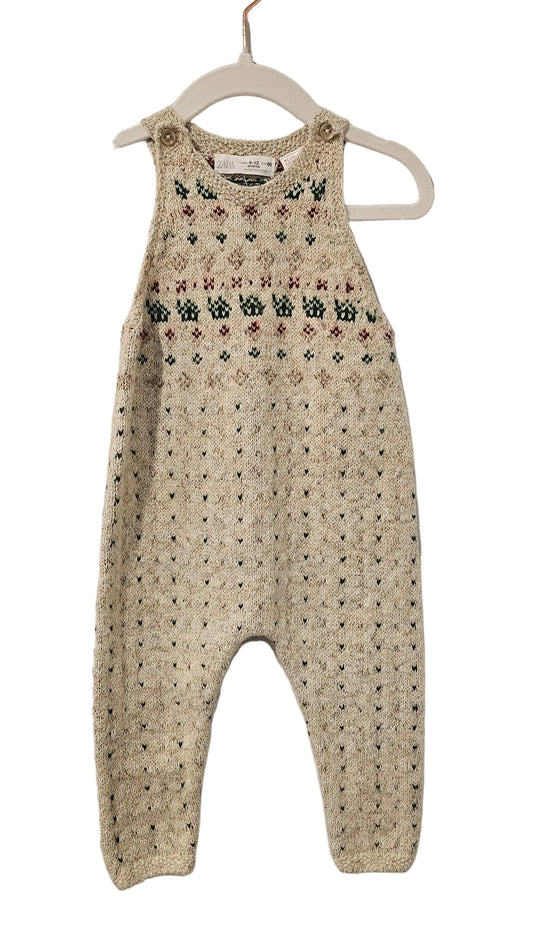 Zara Fair Isle Knit Overalls 9-12M