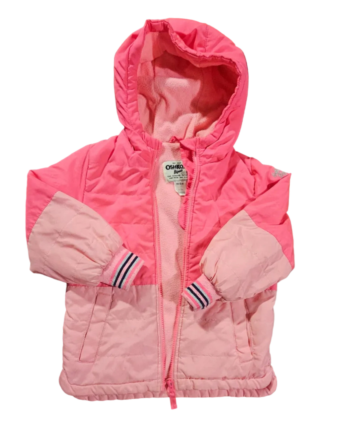 OshKosh B'gosh Coral Pink Puffer Jacket with Mittens Size 5-6