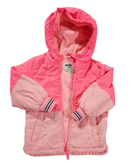 OshKosh B'gosh Coral Pink Puffer Jacket with Mittens Size 5-6