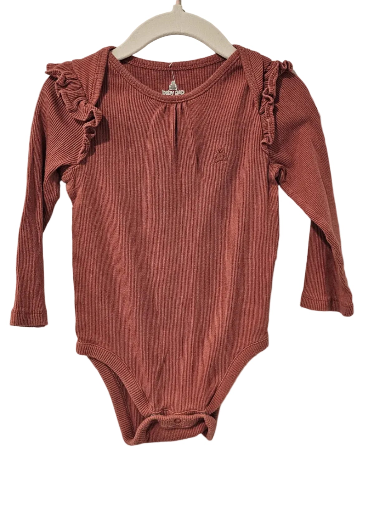Baby Gap Dusty Rose Ribbed Ruffle Shoulder Bodysuit 18-24M
