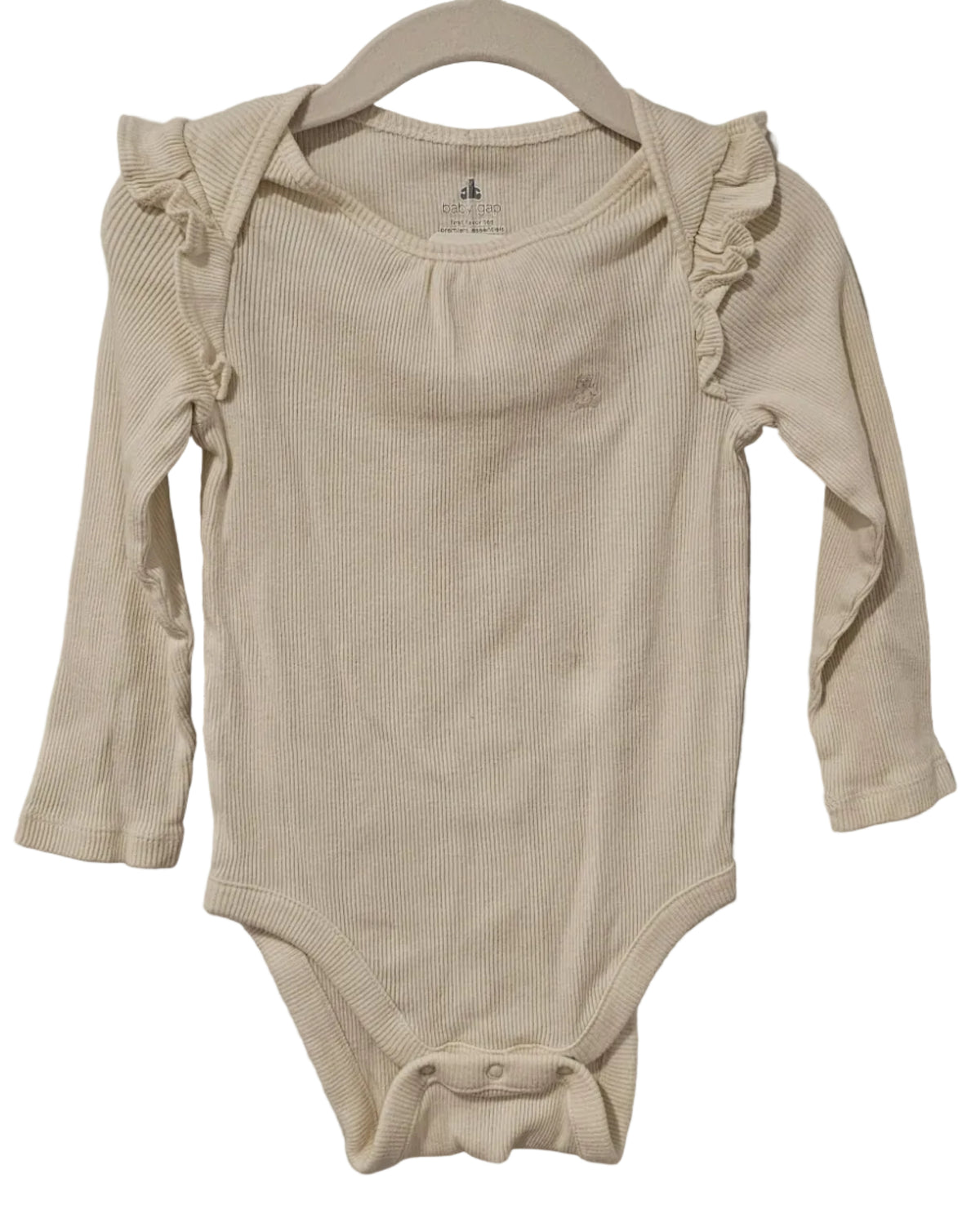 Baby Gap Cream Ribbed Ruffle Shoulder Bodysuit 18-24M