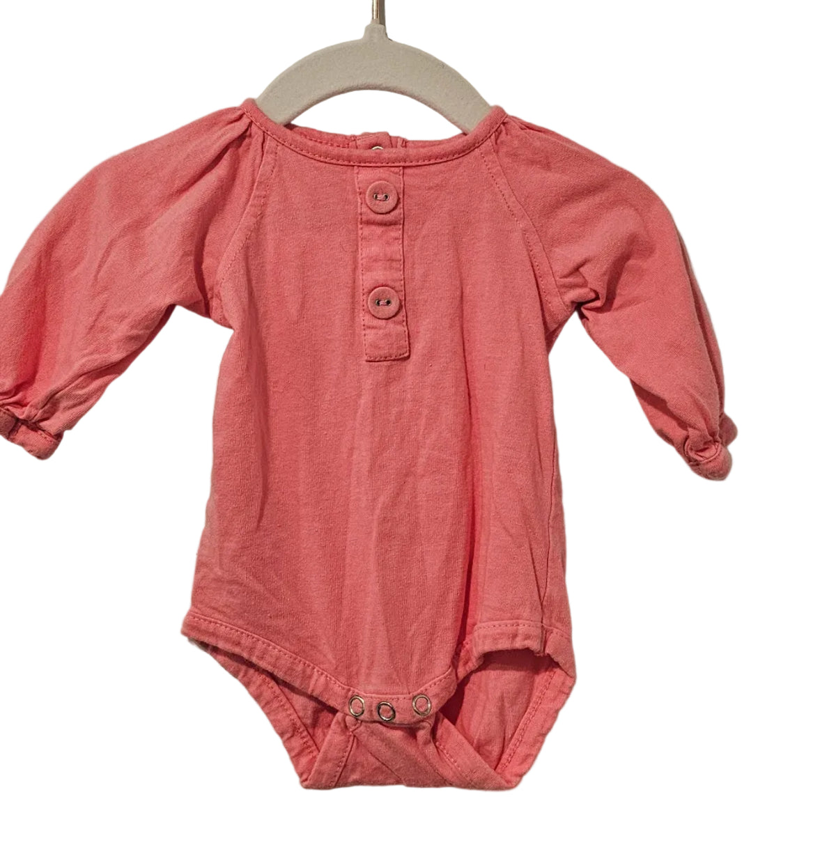 Kate Quinn Organics Coral Puff Sleeve Organic Cotton Bodysuit 3-6M