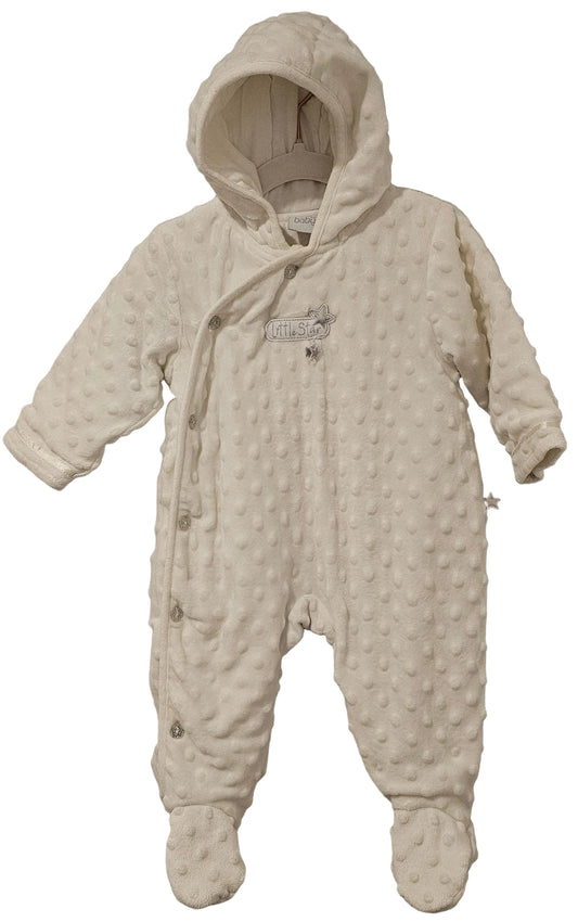 New Baby Cream Minky Bubble Dot "Little Star" Pram Suit 6M