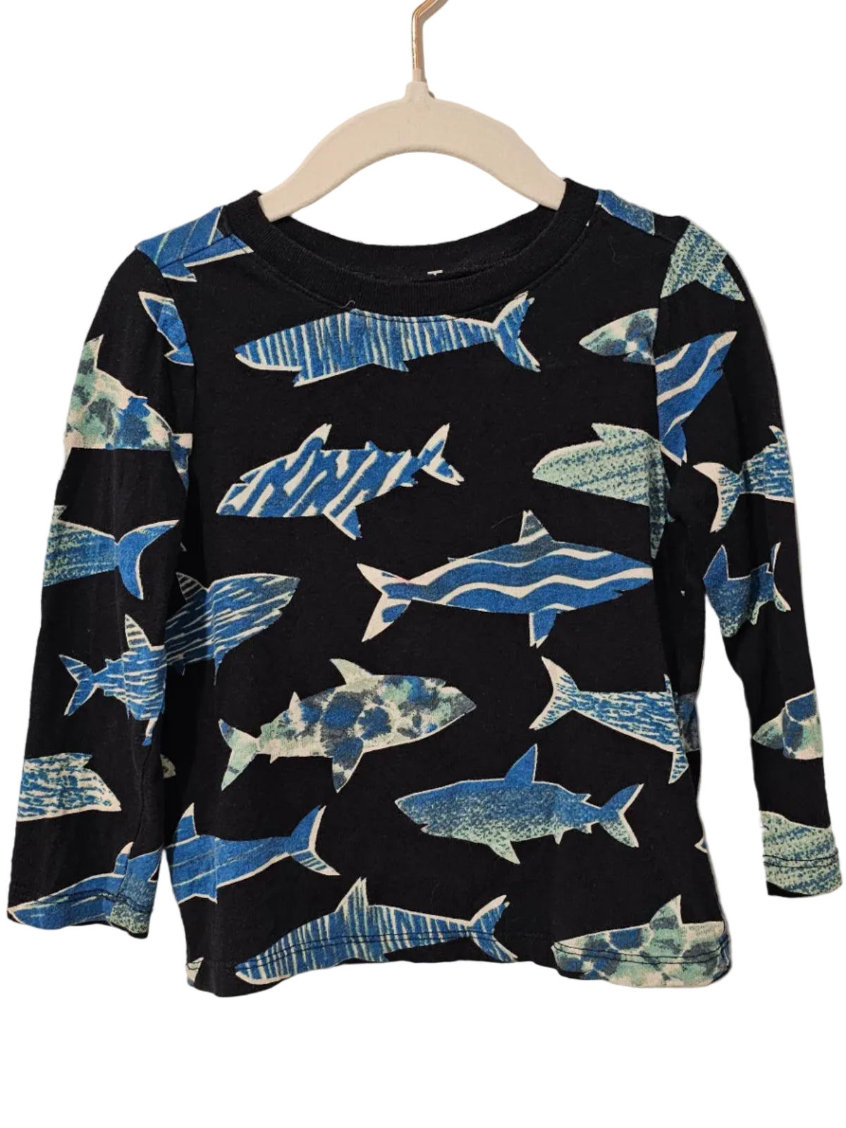Old Navy Black Fish Print Long-Sleeve Tee 2T