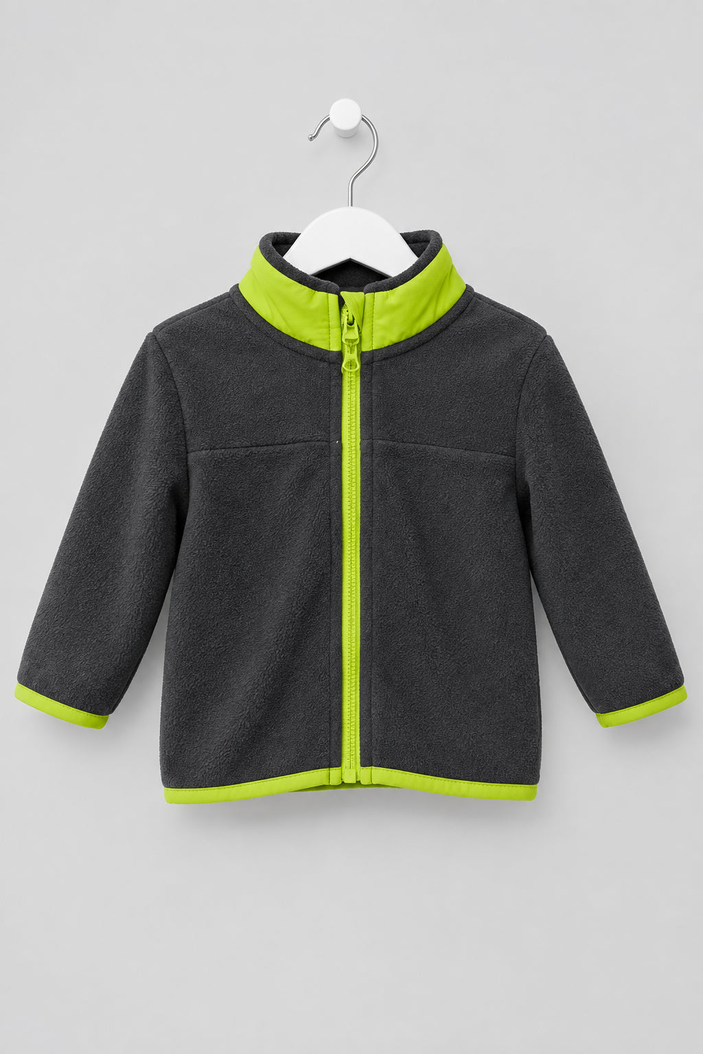 George Charcoal & Neon Yellow Fleece Zip-Up Jacket 6-12M