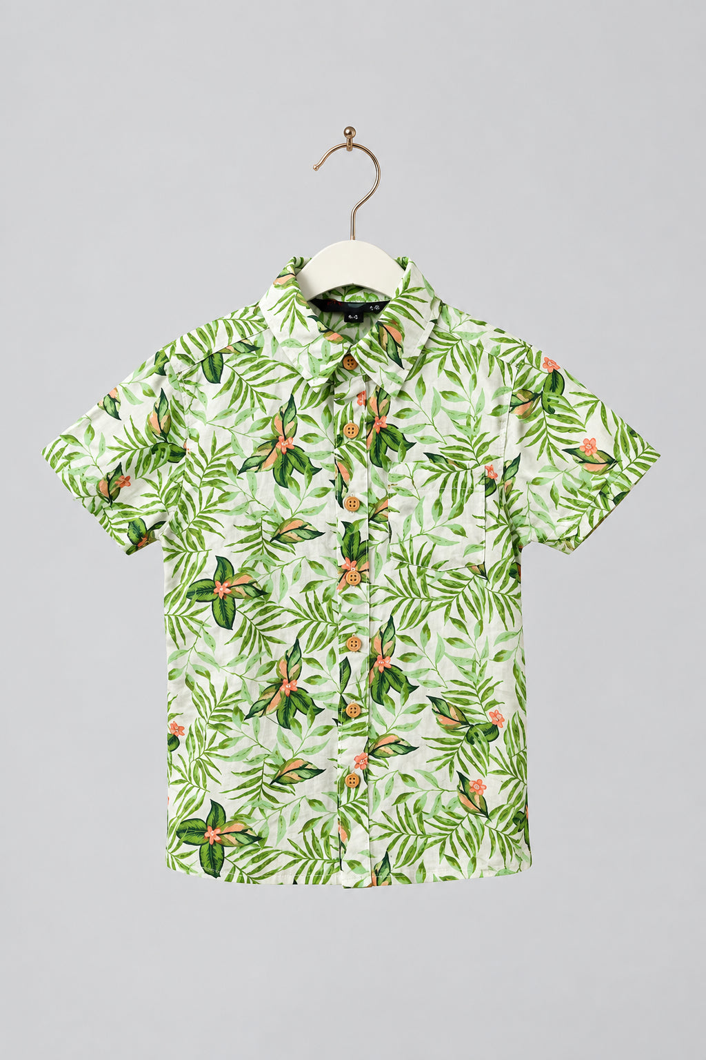 Chili Wear Tropical Palm Leaf Print Button-Up Shirt Size 4