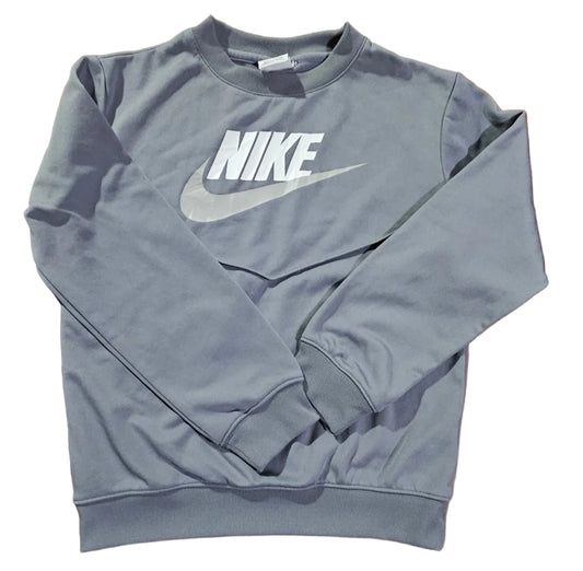 Grey Nike youth medium crewneck sweatshirt with white Nike logo and swoosh