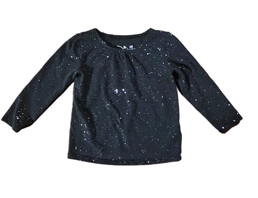 Black Jumping Beans size 2 long-sleeve top with all-over sparkly finish