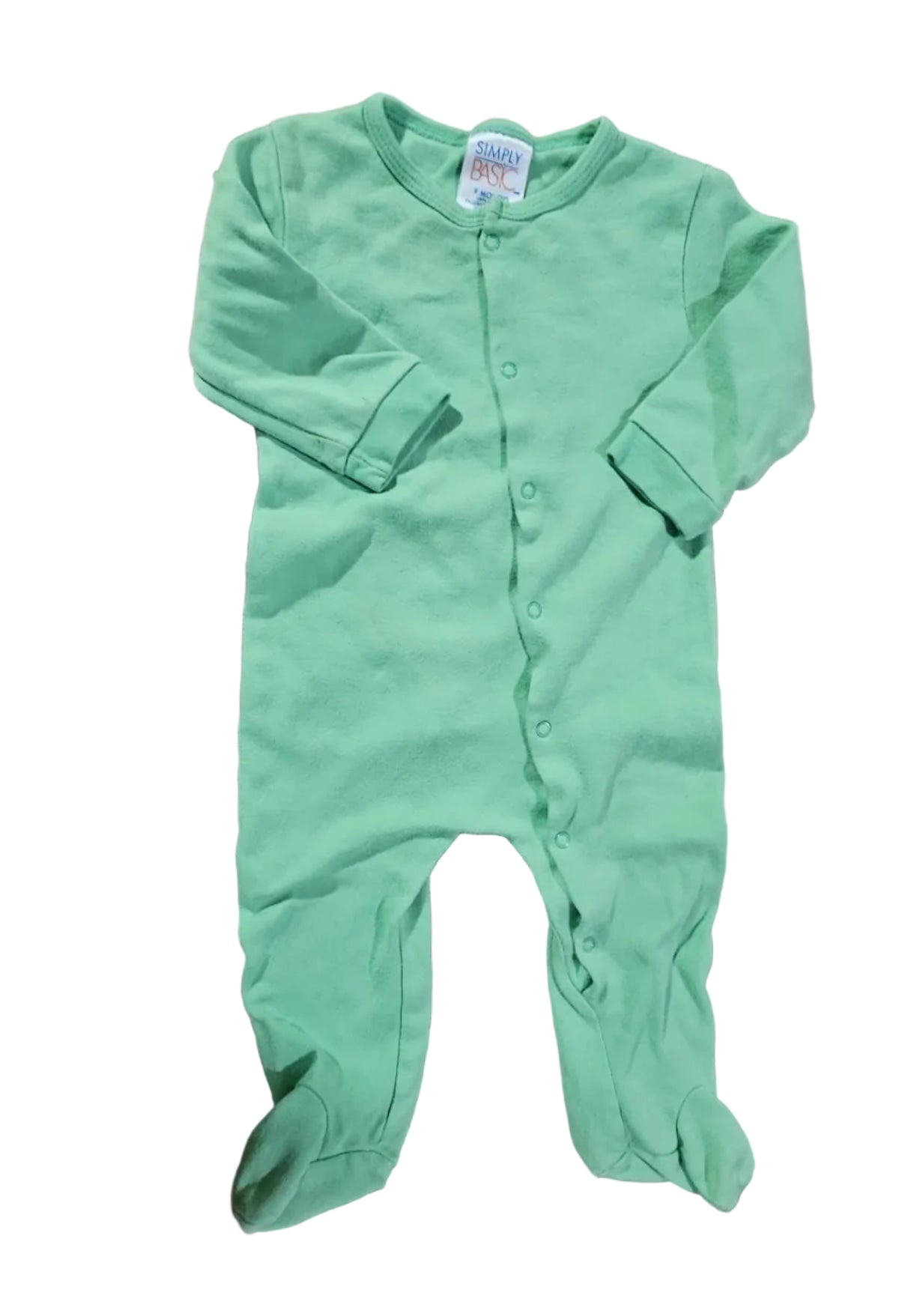 Mint green Simply Basic footed sleeper with front snaps