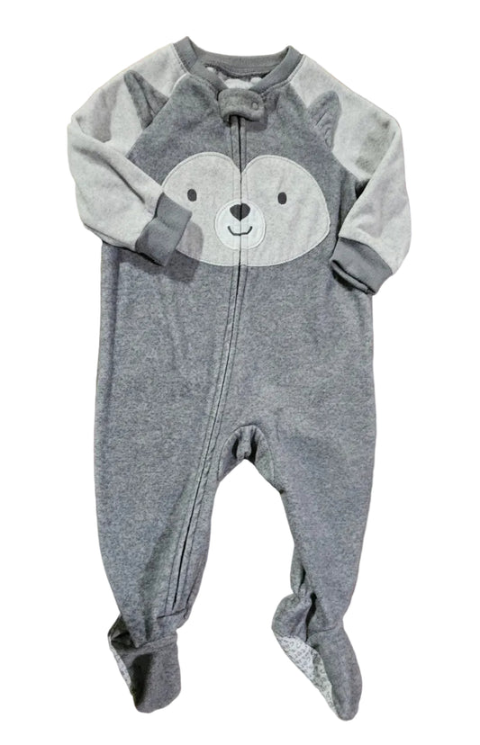 Grey Carter's bear footed sleeper with striped sleeves