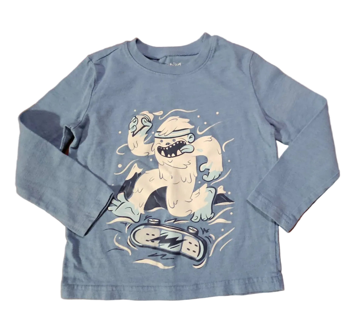 Blue-grey Jumping Beans long-sleeved skateboarding monster top