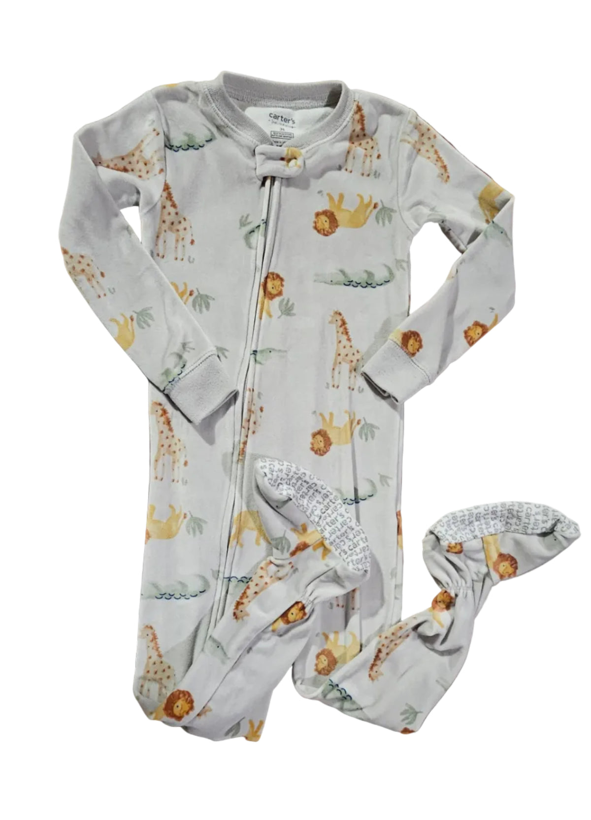 Light grey Carter's safari print footed sleeper