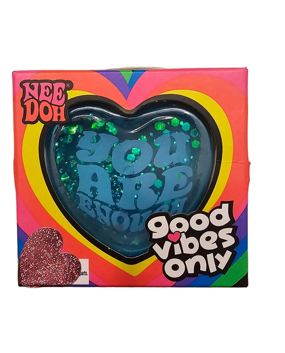 NeeDoh Good Vibes Only Glitter Heart, Blue - You Are Enough – New