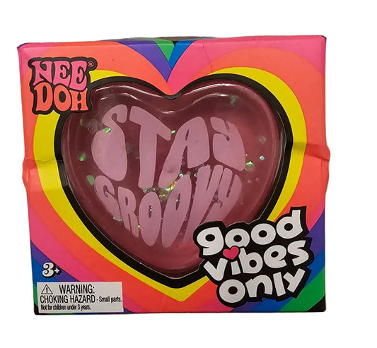 NeeDoh Good Vibes Only Glitter Heart, Pink - Stay Groovy – New