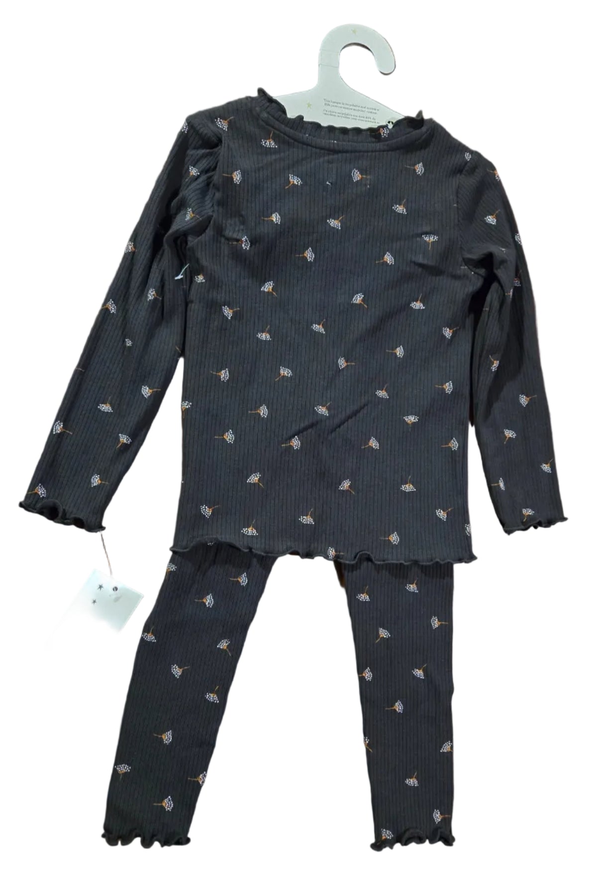 Rise Little Earthling Charcoal Dandelion Print Pajama Set,  New With Tags