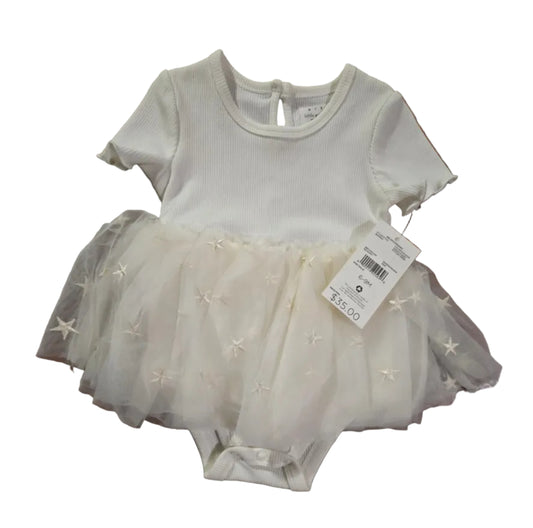Rise Little Earthling White Star Tutu Bodysuit Dress – New