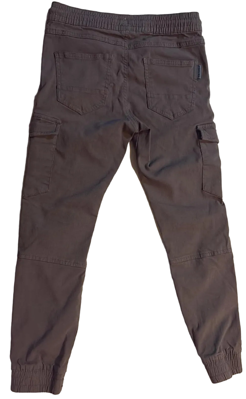 Back of Projek Raw cargo joggers showing cargo and patch pockets