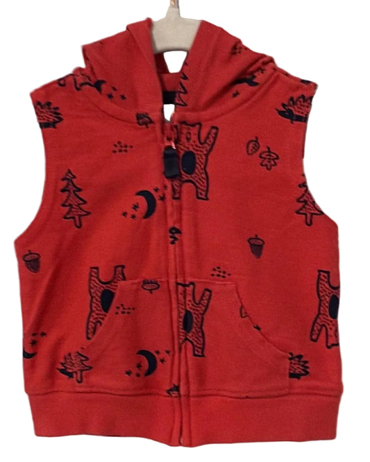 Carter's Red Woodland Fleece Zip Hooded Vest 6M