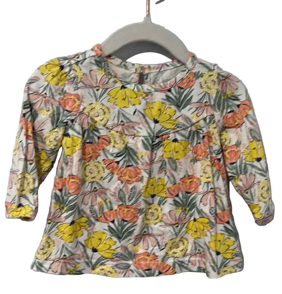 Just One You by Carter's Yellow Tropical Floral Long-Sleeve Top 6M