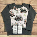Vintage Floral Tractors Grow With Me Sweater: 1-3 Years