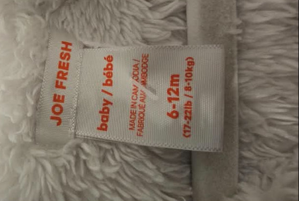 Joe Fresh size label showing 6–12 months