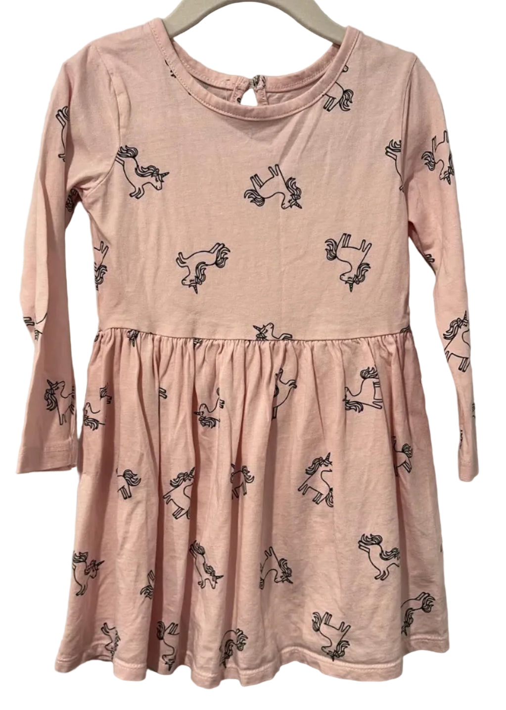 George pale pink unicorn-print long-sleeved dress, front view