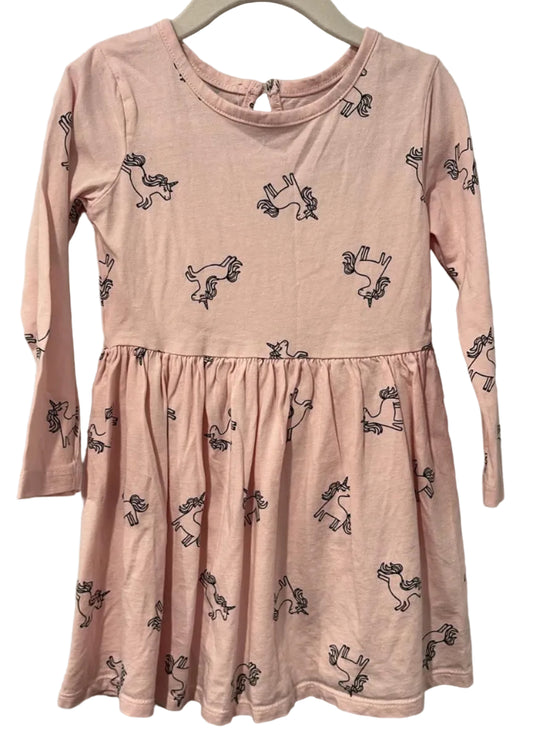 George pale pink unicorn-print long-sleeved dress, front view